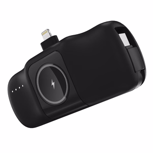 Wozinsky WF16-YLS 5000mAh 15W Lightning Mini Power Bank, jossa on sisäänrakennettu USB-C-kaapeli ja Apple Watch -laturi - musta
