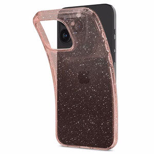 Spigen Liquid Crystal Glitter iPhone 15 Pro Max Suojakuori - Vaaleanpunainen/Kirkas