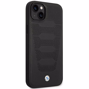 BMW BMHCP14S22RPSK musta nahkainen istuinkuvioinen suojakuori iPhone 14 6.1