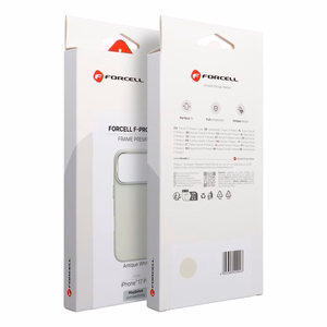 Suojakuori iPhone 16e (SE4 2025) / 17e:lle Forcell F-Protect Frame Premium, MagSafe-yhteensopiva, antiikinvalkoinen 0INT