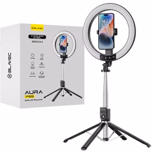 Blavec selfie-rengasvalo Aura LED rengas P-55 25cm kolmijalka + kaukosäädin + 2,3 m (RLP55-TRB23) musta