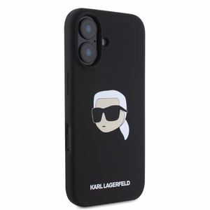 KARL LAGERFELD Silikoninen KL Head Print MagSafe Suojakuori KLHMP16SSKHPPLK iPhone 16:lle - Musta