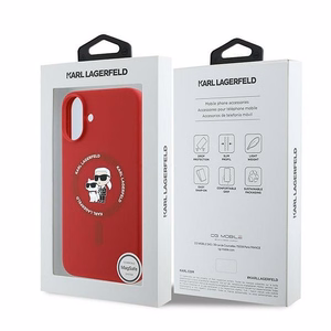 KARL LAGERFELD Silikoninen KC Body Ring MagSafe Suojakuori KLHMP16MSCMKCRHR iPhone 16 Plus:lle - Punainen