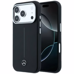 Mercedes nahka Iconic Line MagSafe suojakuori iPhone 17 Pro Max - musta
