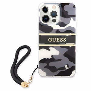 Guess GUHCP13XKCABBK iPhone 13 Pro Max 6.7" musta/musta kovakotelo Camo hihnamallisto