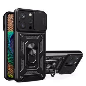 Hybrid Armor Camshield kotelo iPhone 14 Pro Max panssaroitu kotelo kameran suojus musta