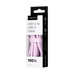 Kruger&Matz Basic USB-C–USB-C-silikonikaapeli, 100 W, 1 m, vaaleanpunainen