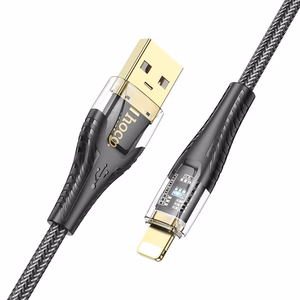 Kaapeli USB-A Lightning Hoco 2,4A 1,2 m U121 musta läpinäkyvä