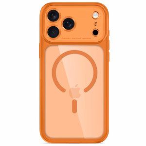 Tech-Protect MagPeak MagSafe CC suojakuori malleille iPhone 18 Pro / 17 Pro, läpinäkyvä oranssi