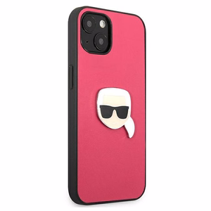 Karl Lagerfeld Nahka Ikonik Karl's Head Metal Case iPhone 13 mini - vaaleanpunainen