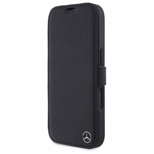 Mercedes nahkainen puujäljitelmä Suojakuori iPhone 16:lle - musta