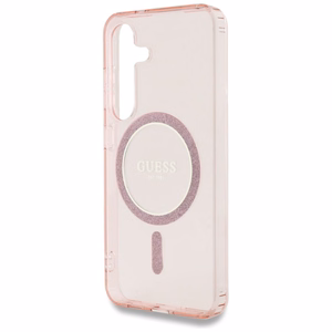GUESS Suojakuori Samsung S25:lle GUHMS25SHFGEREP (Magneettinen IML Glitter Circle) Vaaleanpunainen
