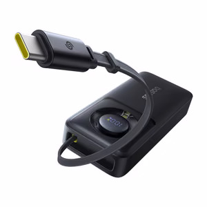 Baseus OS Free2Pull 10000 mAh 30W varavirtalähde integroidulla USB-C-kaapelilla, musta