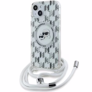 Karl Lagerfeld IML Crossbody Monogram Karl & Choupette Head MagSafe suojakuori iPhone 15 / 14 / 13:lle - läpinäkyvä