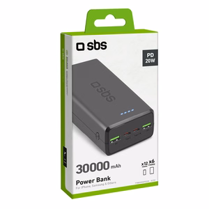 Powerbank SBS TTBB30000PD20K 30000 mAh 2 x USB-C 2 x USB-A - musta