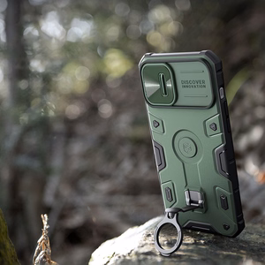 Nillkin CamShield Armor Pro Case iPhone 14 Plus panssaroitu suojus, jossa kameran suojus rengas jalusta sininen