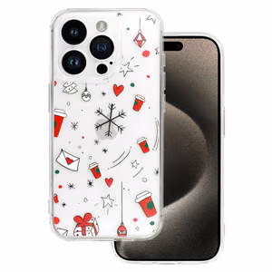 TEL PROTECT Joulu läpinäkyvä Suojakuori iPhone 16 Plus:lle Design 3