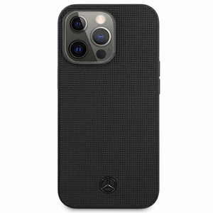 Mercedes Leather Meshed Metal Logo Case for iPhone 13 Pro / iPhone 13 - Black