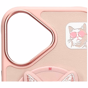 Nimmy Glasses Cool Cat MagSafe Suojakuori iPhone 16:lle - vaaleanpunainen
