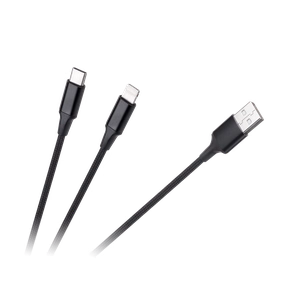 2-in-1 USB-A–USB-C/Lightning-kaapeli, 1 m