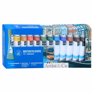 Vesivärit 12 ml:n tuubeissa, 12 kpl