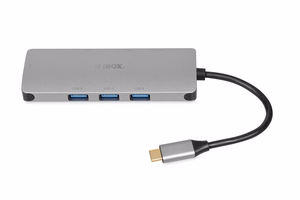 iBox IUH3RJ4K -keskitin USB Type-C 5000 Mbit/s hopea