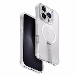 Uniq Eleva Vertica-jalustalla Suojakuori iPhone 16 Pro:lle - läpinäkyvä