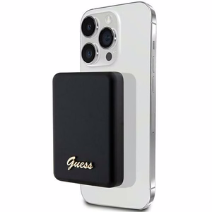 Guess MagSafe Metal Script Logo induktiovirtapankki 15W 5000mAh - musta