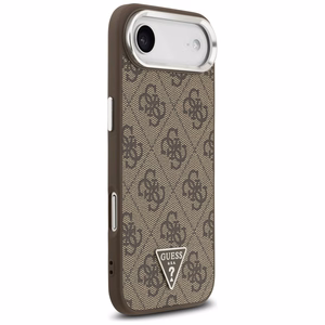 Guess MagSafe 4G PU Nahkainen Suojakuori Triangle Logo ja hopeinen metallikamerakehys iPhone 17 Airille - ruskea
