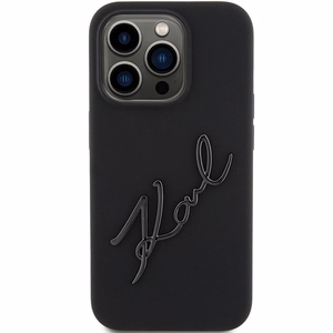 KARL LAGERFELD Suojakuori IPHONE 15 Prolle KLHCP15LSKSBMCK (Silicone Karl Script Logo) musta