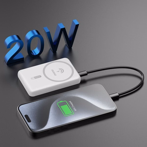 Dudao K14S USB-A / USB-C / MagSafe-yhteensopiva langaton varavirtalähde 20W 5000mAh - valkoinen