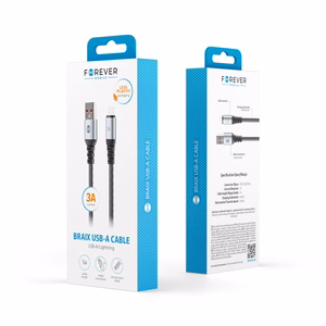 Forever Braix kaapeli USB - Lightning 1,0 m 3A musta