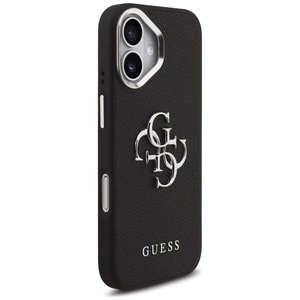 Guess Grained Big 4G Classic Logo Suojakuori iPhone 17:lle - Musta