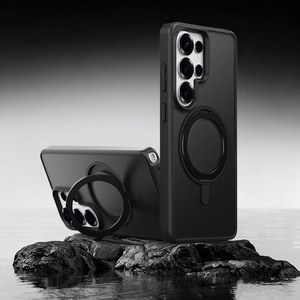 Rock Rotating Stand Soft Touch Series magneettinen Samsung Galaxy S26 Ultra:lle musta