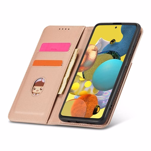 Magneettikorttikotelo Kotelo Samsung Galaxy A12 5G pussi lompakko kortin haltija vaaleanpunainen