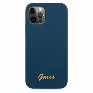 Guess GUHCP12LLSLMGBL iPhone 12 Pro Max 6.7" sininen/sininen kovakotelo Metalli Logo Script