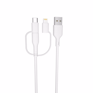 Forever kierrätettävä kaapeli 3in1 1,5 m 2,4A USB-A - USB-C + microUSB + Lightning KR3W1-00 valkoinen