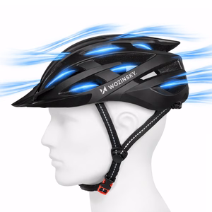 Wozinsky MTB pyöräilykypärä irrotettavalla lipalla ja takana USB-valolla L - musta