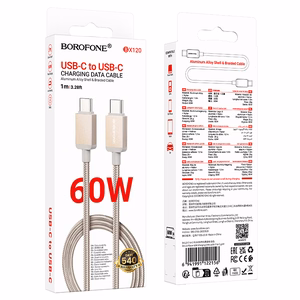Borofone Kaapeli BX120 Placer - Type C - Type C - PD 60W 1 metri kultainen