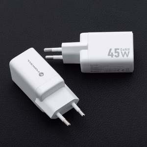 Puhelinlaturi Forcell F-Energy Mini GaN III USB C + USB A PD QC4.0 45W VT-36 valkoinen