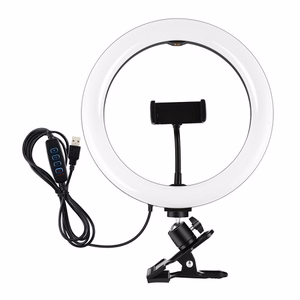 LED-rengasvalaisin 26cm puhelimen pidikkeellä ja kiinnitysklipsillä, USB