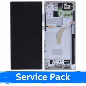 LCD-näyttö yhteensopiva Samsung S908 S22 Ultra kehyksellä / valkoinen / (Service Pack)