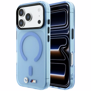 BMW M IML Frosted Metal Logo & Trims MagSafe suojakuori mallille iPhone 17 Pro Max / 18 Pro Max – sininen