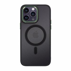 Tel Protect Magnetic Carbon Suojakuori iPhone 15 Plus:lle musta-vihreä