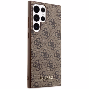 Guess GUHCS23LG4GFBR S23 Ultra S918 ruskea/ruskea kovakuori 4G Metal Gold Logo