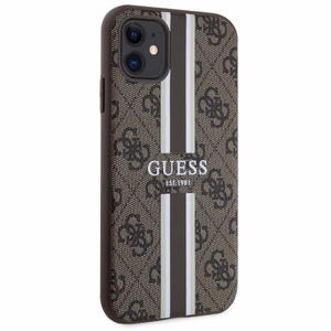 Guess GUHMN61P4RPSW iPhone 11 / Xr ruskea/ruskea suojakuori 4G Printed Stripes MagSafe