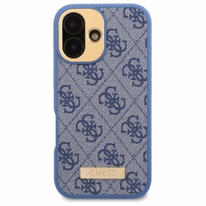 Guess 4G Logo Plate MagSafe iPhone 16 Suojakuori - Sininen