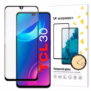 Wozinsky super durable Full Glue tempered glass full screen with Case Friendly TCL 30 black frame