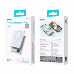 BWOO ultrasliimi alumiininen magneettinen varavirtalähde P76 PD 20W 10000 mAh digitaalinäyttö USB-C musta