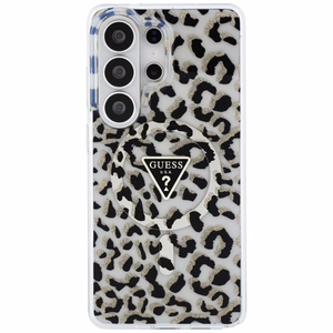 Guess IML Leopard Print Triangle MagSafe -suojakuori Samsung Galaxy S26 Ultra -puhelimelle, musta